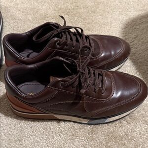 Zara Men's Dark Brown Leather Sneakers